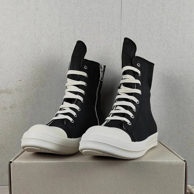 Unbranded Sneakers High-top canvas lace-up with rubber toe cap image 4