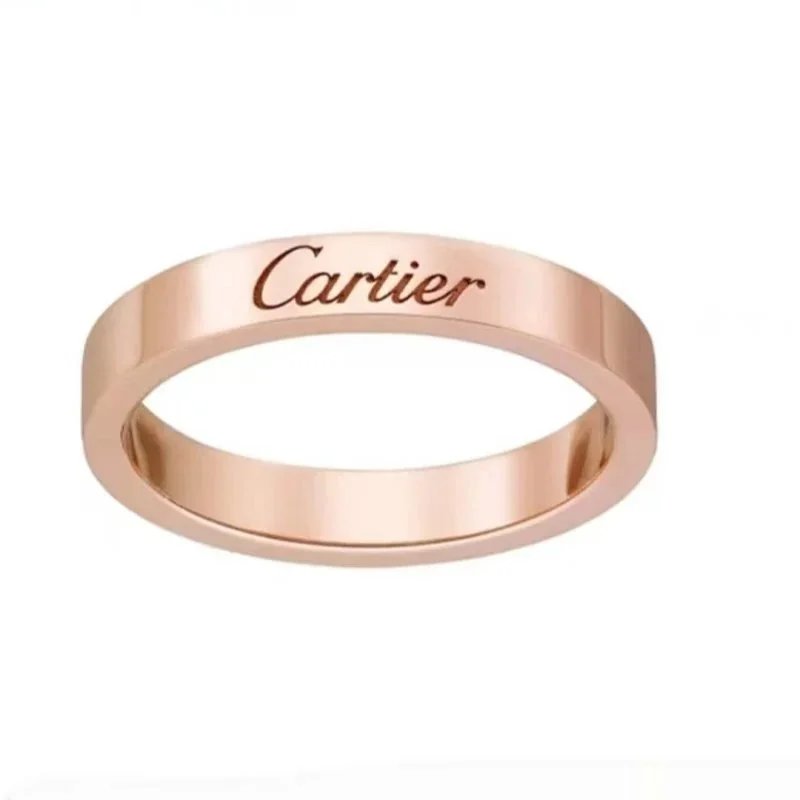 Cartier Jewelry Engraved Signature Band Ring — Square [signature without drill] rose gold