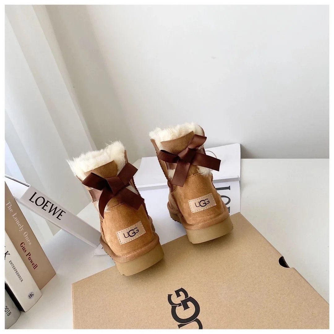 UGG Boots Bailey Bow fur-lined ankle — Chestnut color