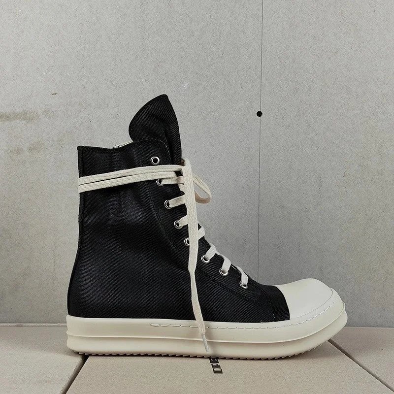 Unbranded Sneakers High-top canvas lace-up with rubber toe cap image 3