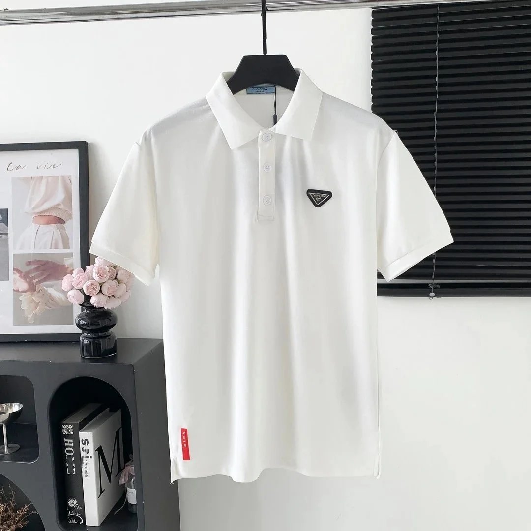 Prada Shirts Short-Sleeve Polo Shirt with Triangle Logo Patch image 3