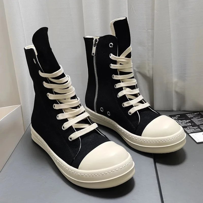 Unbranded Sneakers High-top canvas lace-up with rubber toe cap image 5