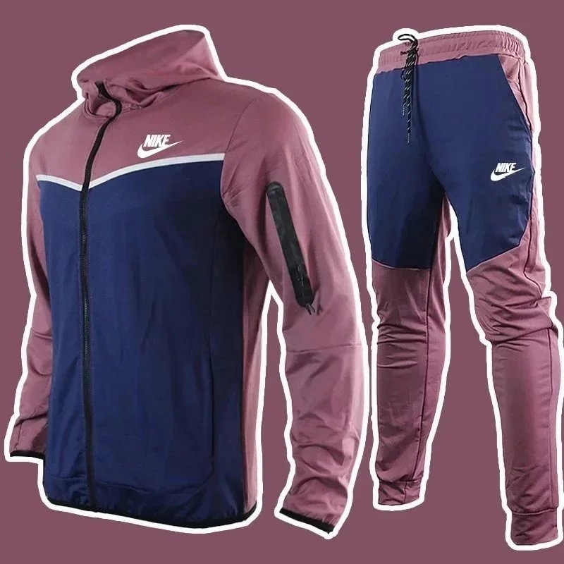 Nike Tracksuits Hooded Zip Jacket and Jogger Set — Rouge-White Label