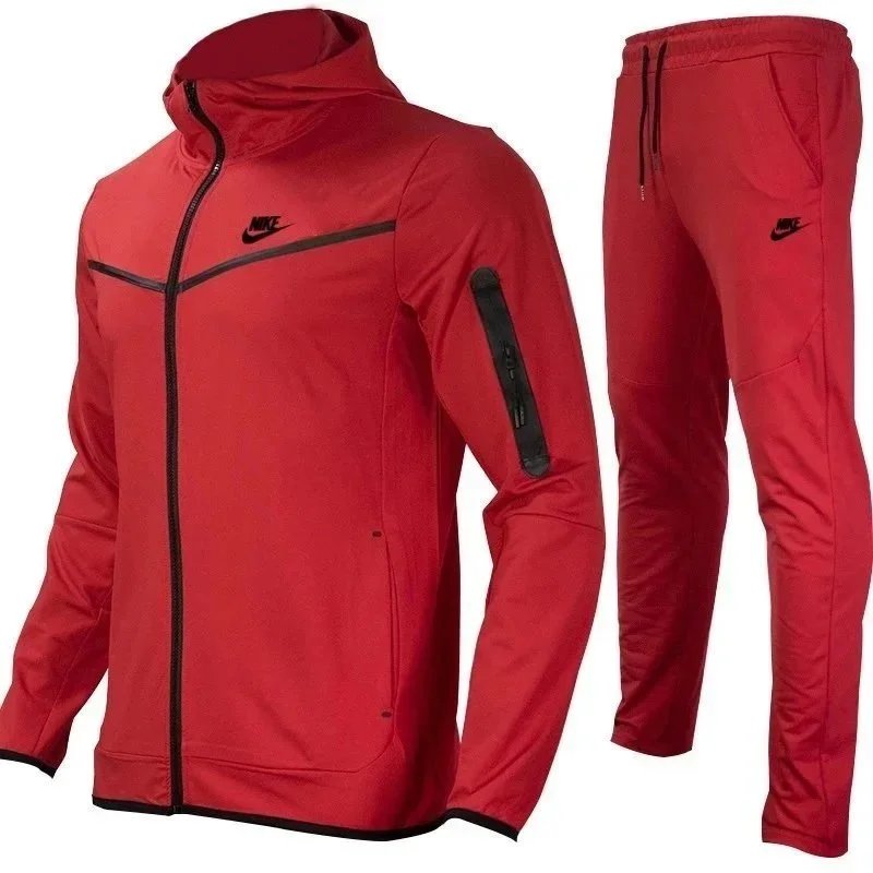 Nike Tracksuits Hooded Zip Jacket and Jogger Set — Red-Black Label