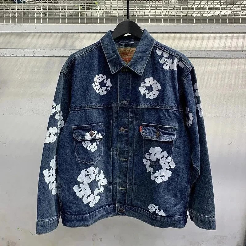 Levi's Jackets All-over floral print denim jacket — Denim blue jacket