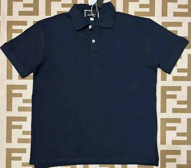 Gucci T-Shirts Short-Sleeve Polo Shirt with Interlocking G Embroidery product detail image 3