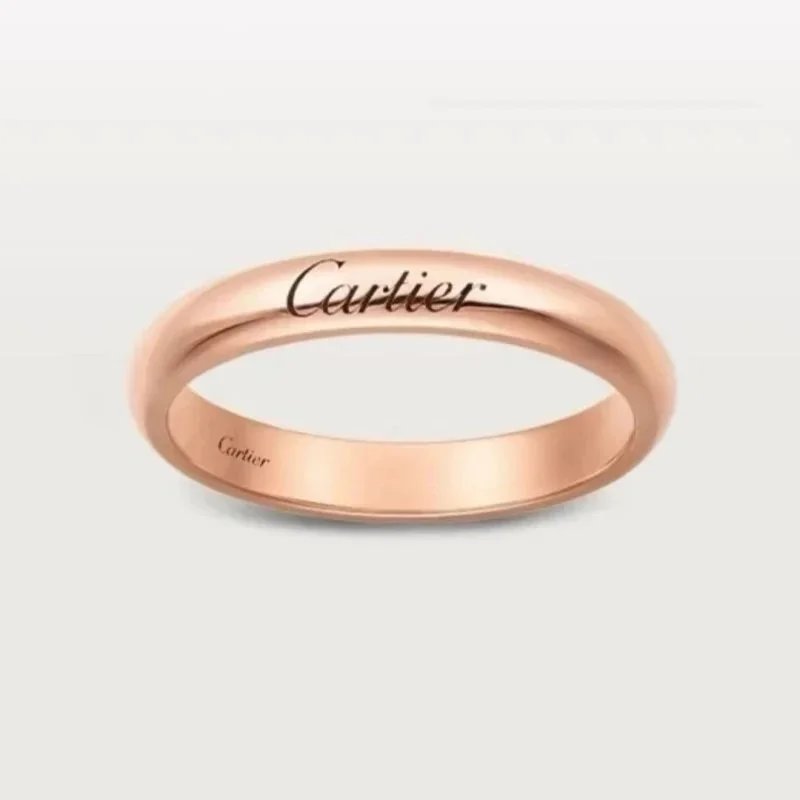 Cartier Jewelry Engraved Signature Band Ring — Round [signature without diamond] rose gold
