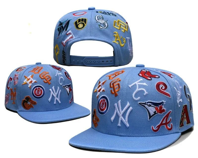 Unbranded Hats Flat-Brim Snapback Cap with Embroidered Baseball Team Logos image 3