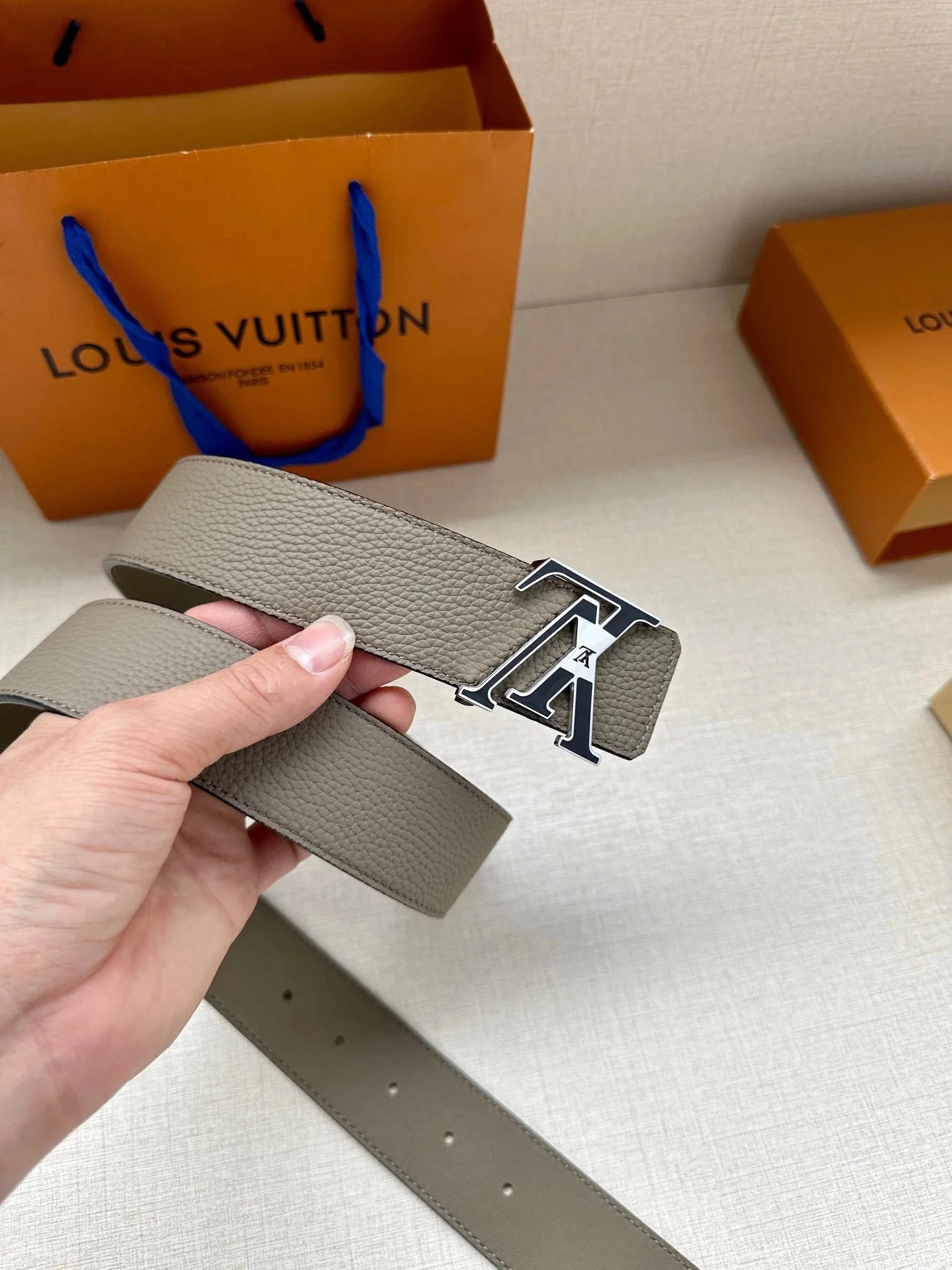 Louis Vuitton Belts Pebbled Leather Belt with LV Buckle image 14