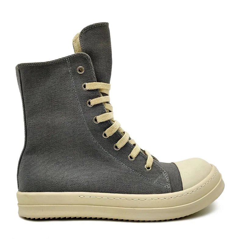 Unbranded Sneakers High-top canvas lace-up with rubber toe cap — High-top gray canvas