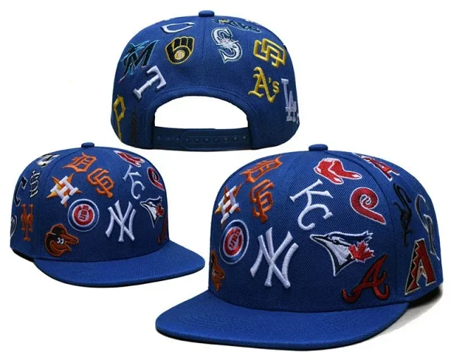 Unbranded Hats Flat-Brim Snapback Cap with Embroidered Baseball Team Logos product detail image 6