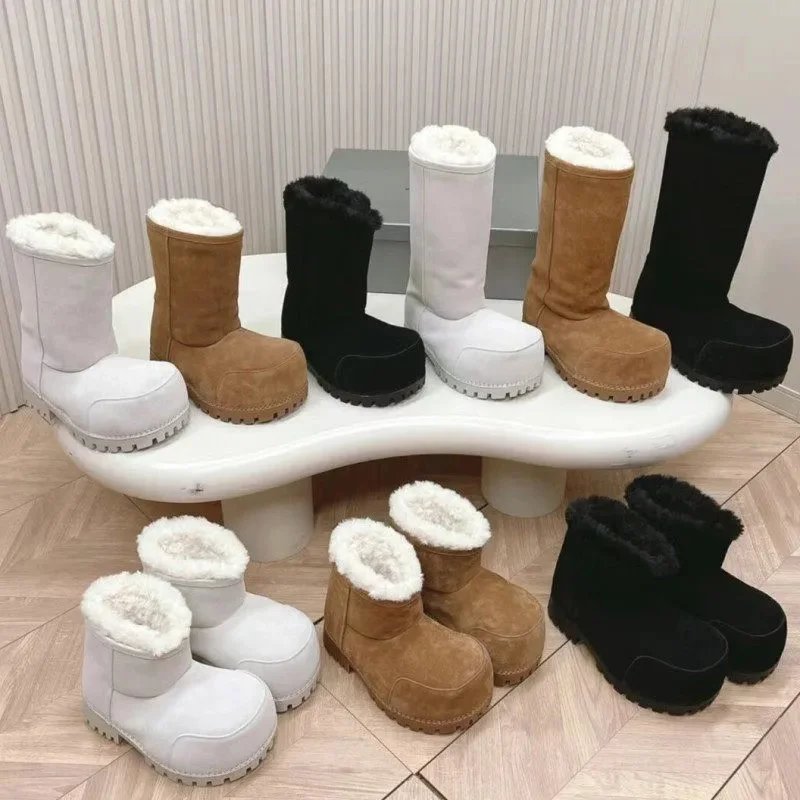 Unbranded Boots Faux Fur-Lined Mid-Calf Lug Sole image 2
