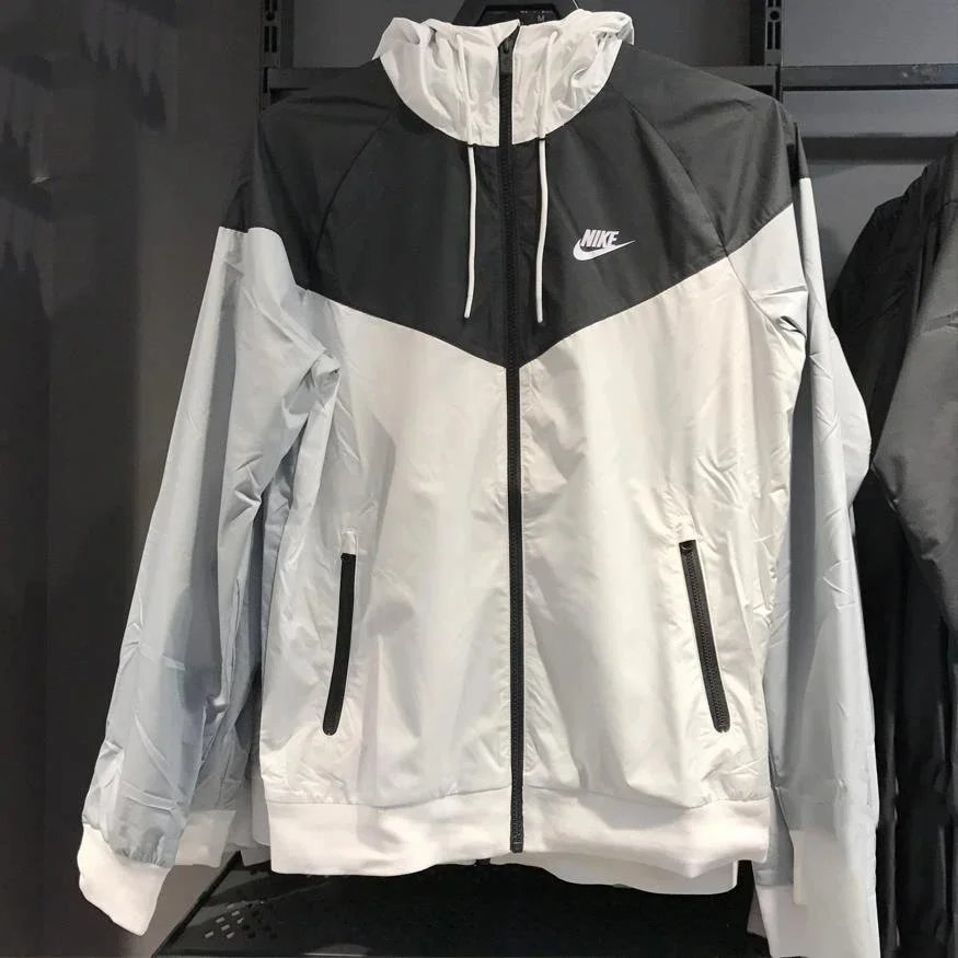 Nike Jackets Hooded color-block windbreaker — Gray black double layer upgrade version