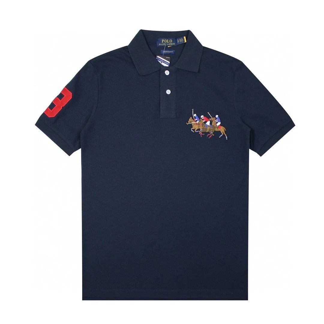 Polo Ralph Lauren Shirts Custom Slim Fit three-player embroidery — Navy Blue