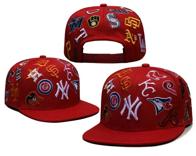 Unbranded Hats Flat-Brim Snapback Cap with Embroidered Baseball Team Logos product detail image 2