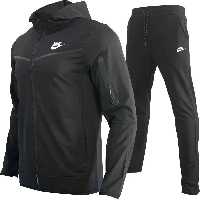 Nike Tracksuits Hooded Zip Jacket and Jogger Set — Black-White Label