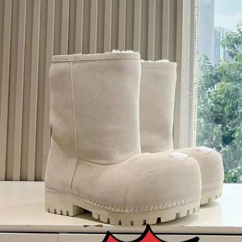 Unbranded Boots Faux Fur-Lined Mid-Calf Lug Sole image 5