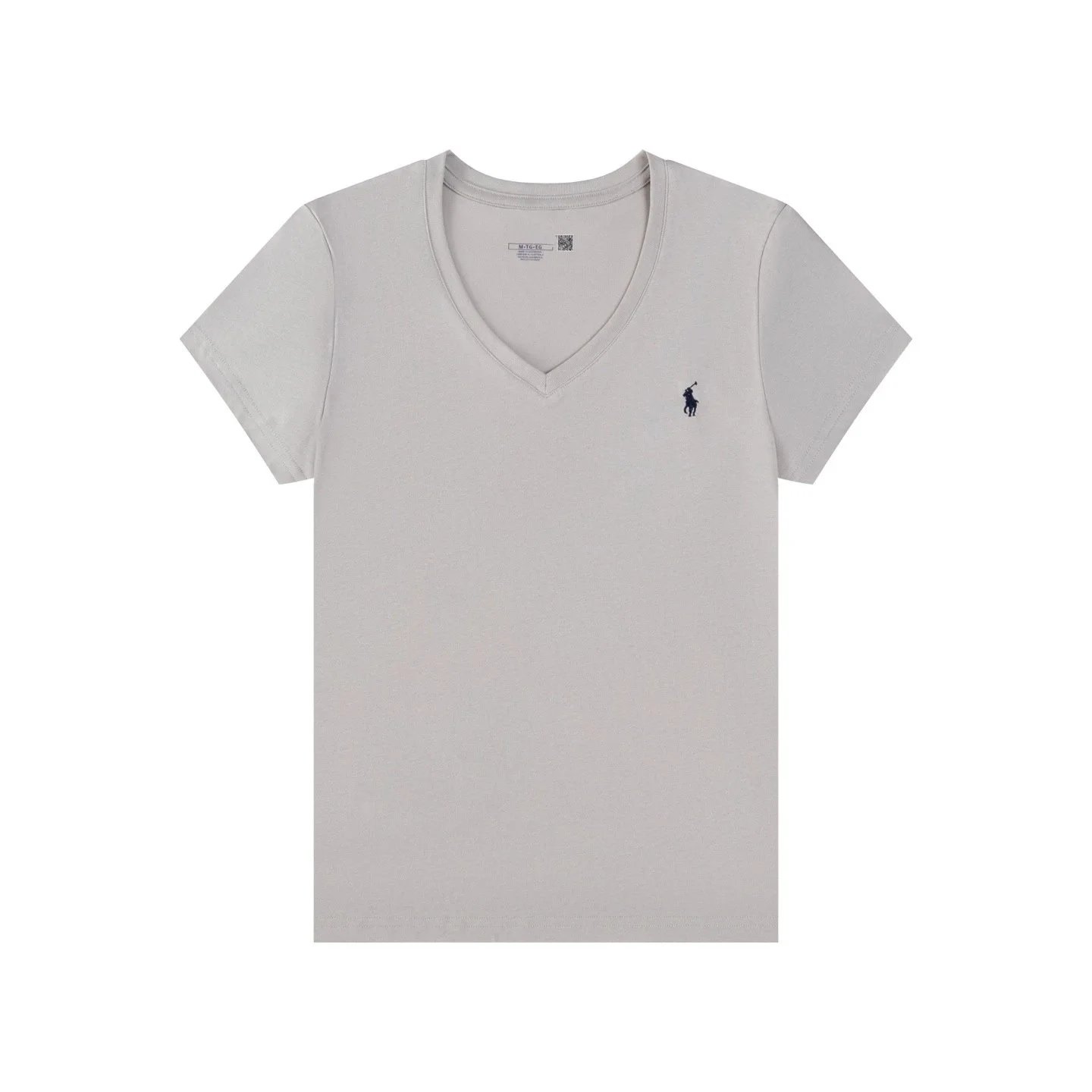 Ralph Lauren T-Shirts V-Neck Short-Sleeve Embroidered Pony — Light gray