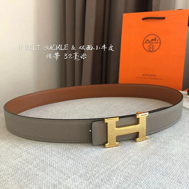 Hermès Belts Reversible 32 mm leather belt with H buckle product detail image 3