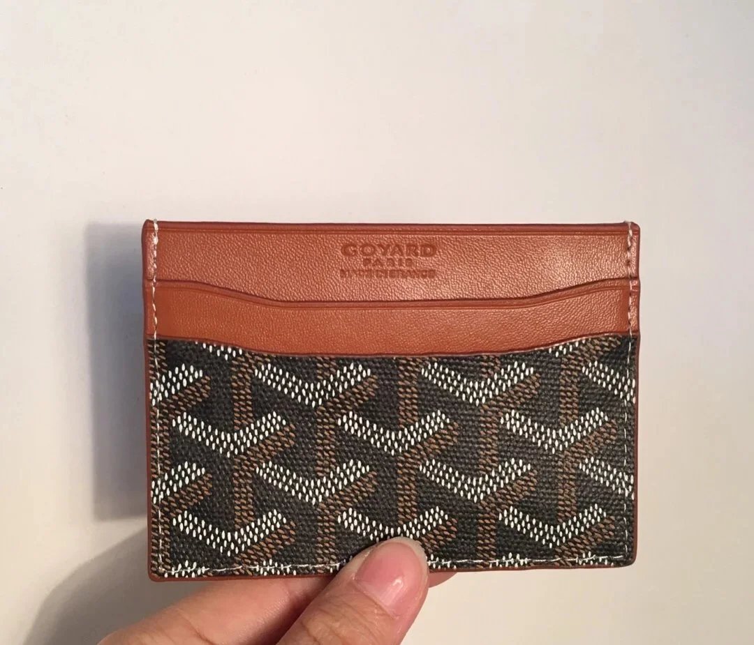 Goyard Wallets & Card Holders Chevron Canvas Holder — Black with brown