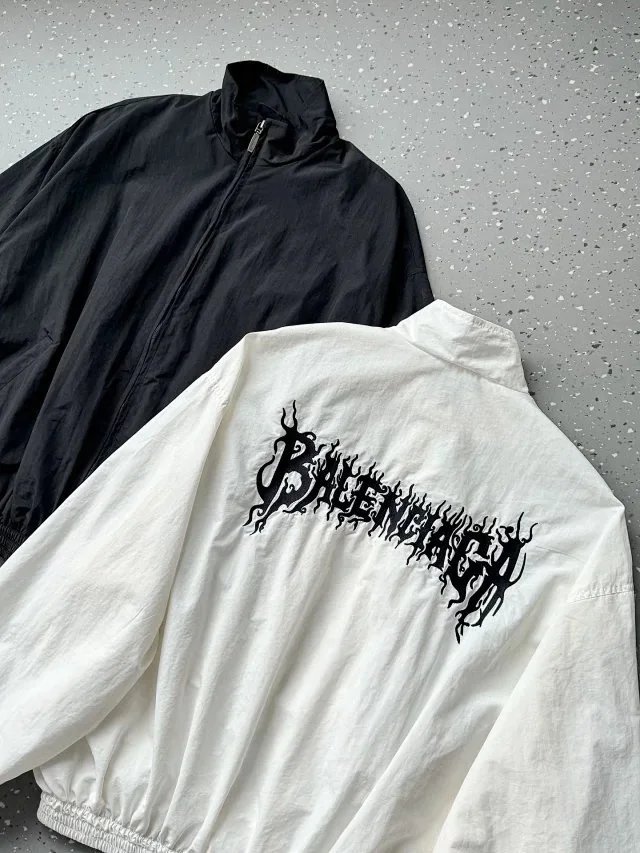 Balenciaga Jackets Stand-collar zip-up jacket with back logo print image 9