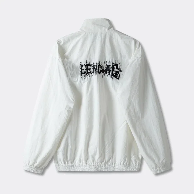 Balenciaga Jackets Stand-collar zip-up jacket with back logo print product detail image 3