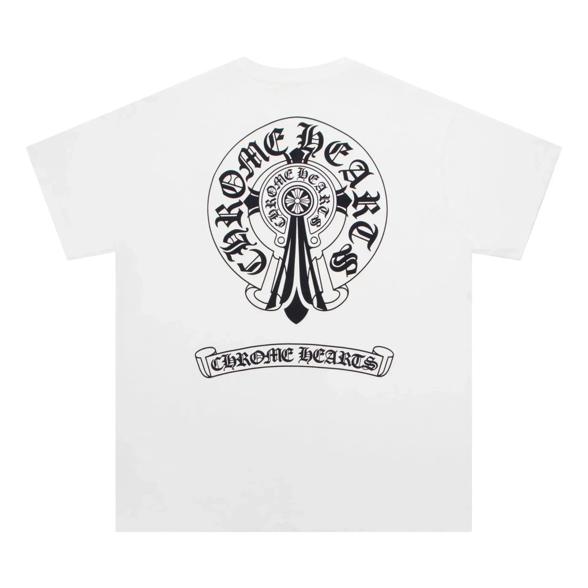 Chrome Hearts T-Shirts Short-Sleeve T-Shirt with Cross Graphic Print — 6006 white
