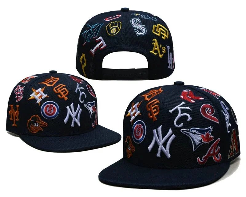 Unbranded Hats Flat-Brim Snapback Cap with Embroidered Baseball Team Logos image 4