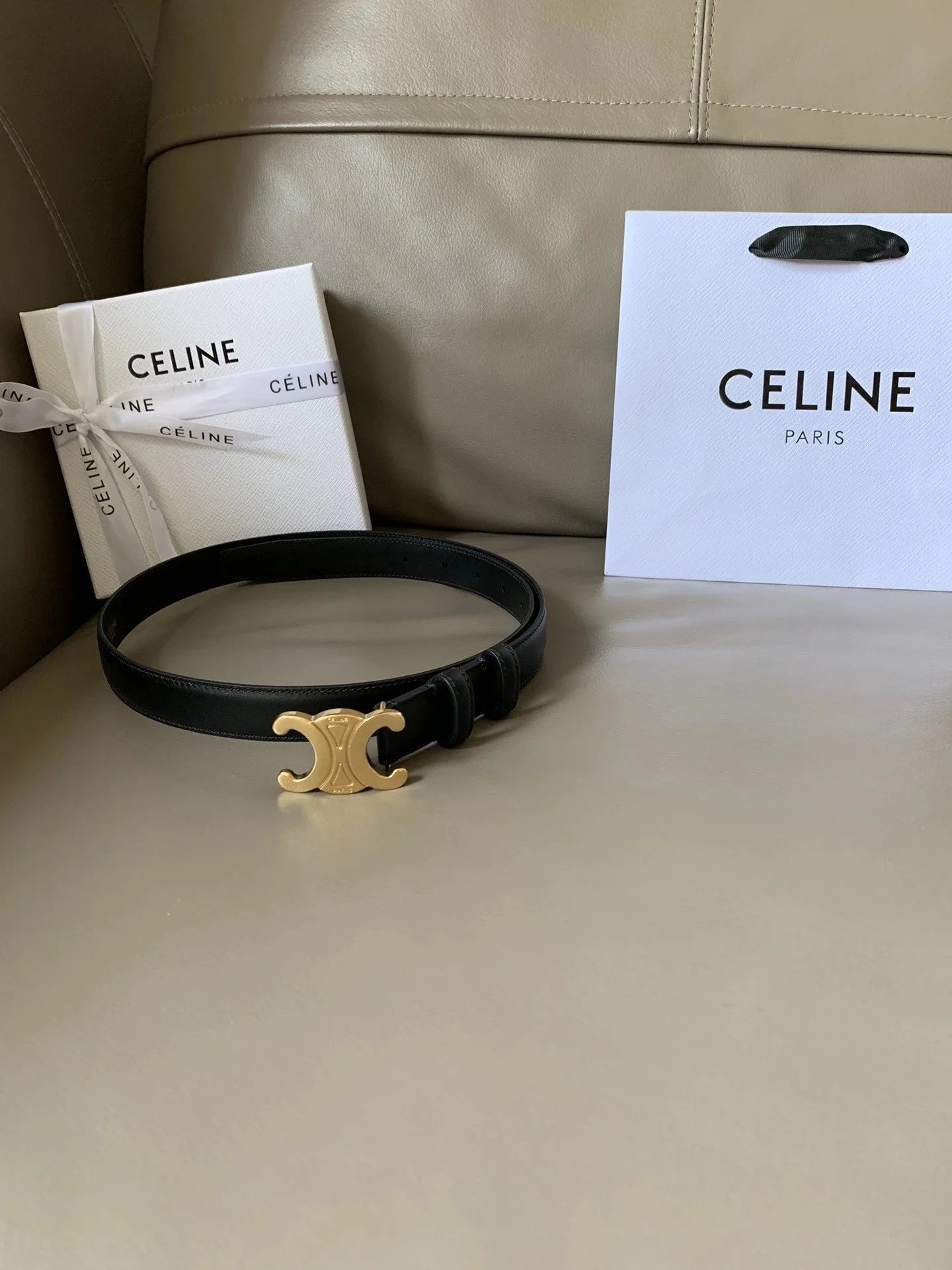 CELINE Belts Triomphe buckle belt image 14