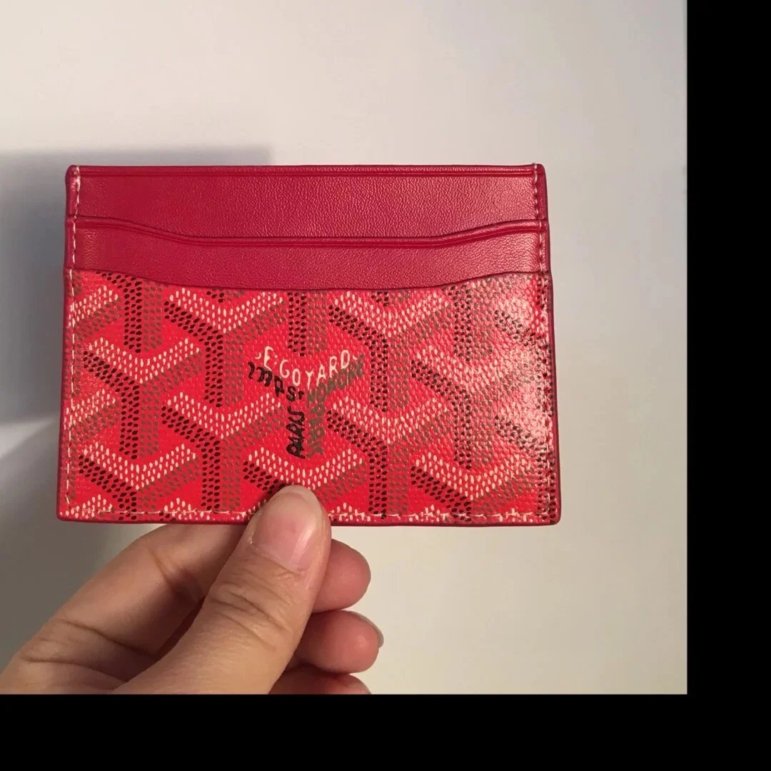 Goyard Wallets & Card Holders Chevron Canvas Holder — Bright red
