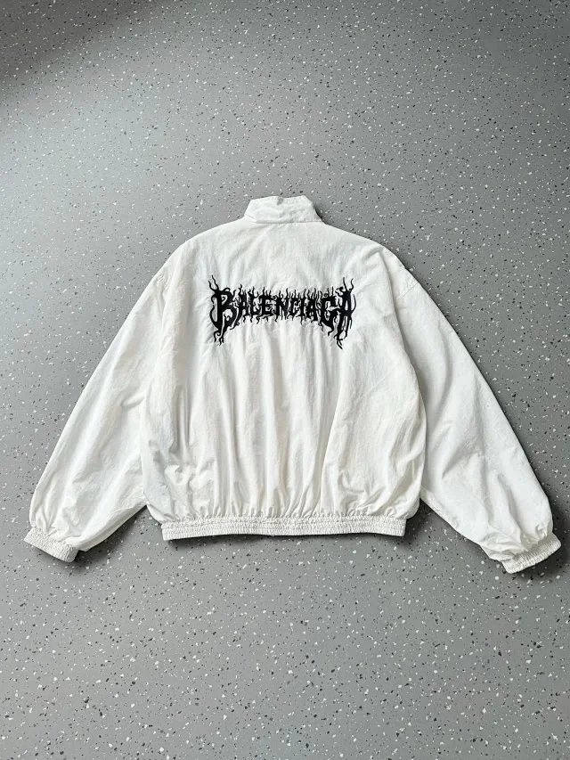 Balenciaga Jackets Stand-collar zip-up jacket with back logo print image 6