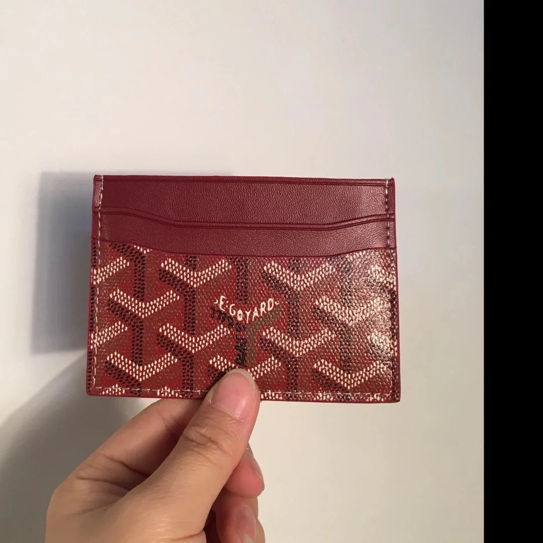 Goyard Wallets & Card Holders Chevron Canvas Holder — Wine red