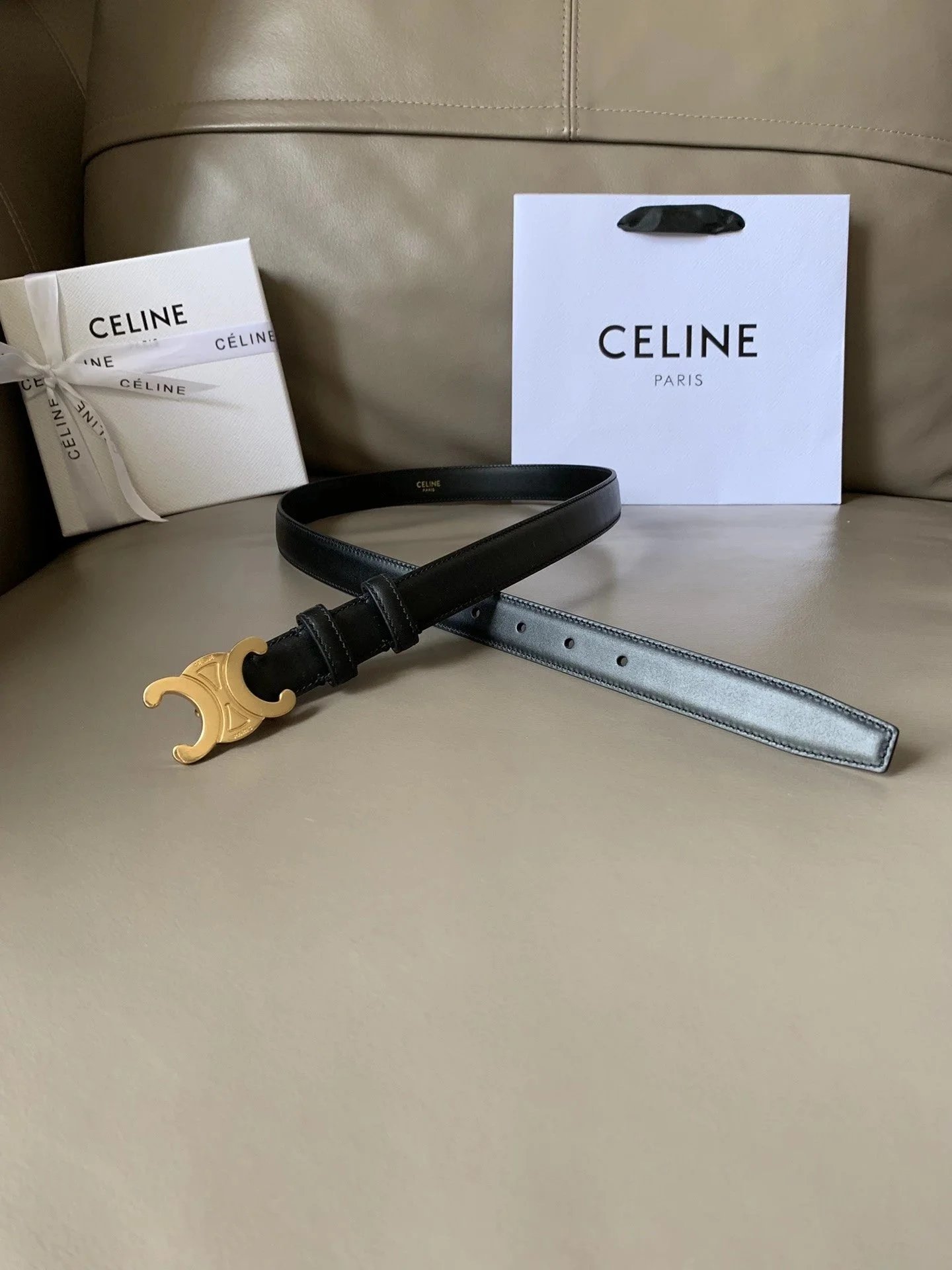 CELINE Belts Triomphe buckle belt image 11