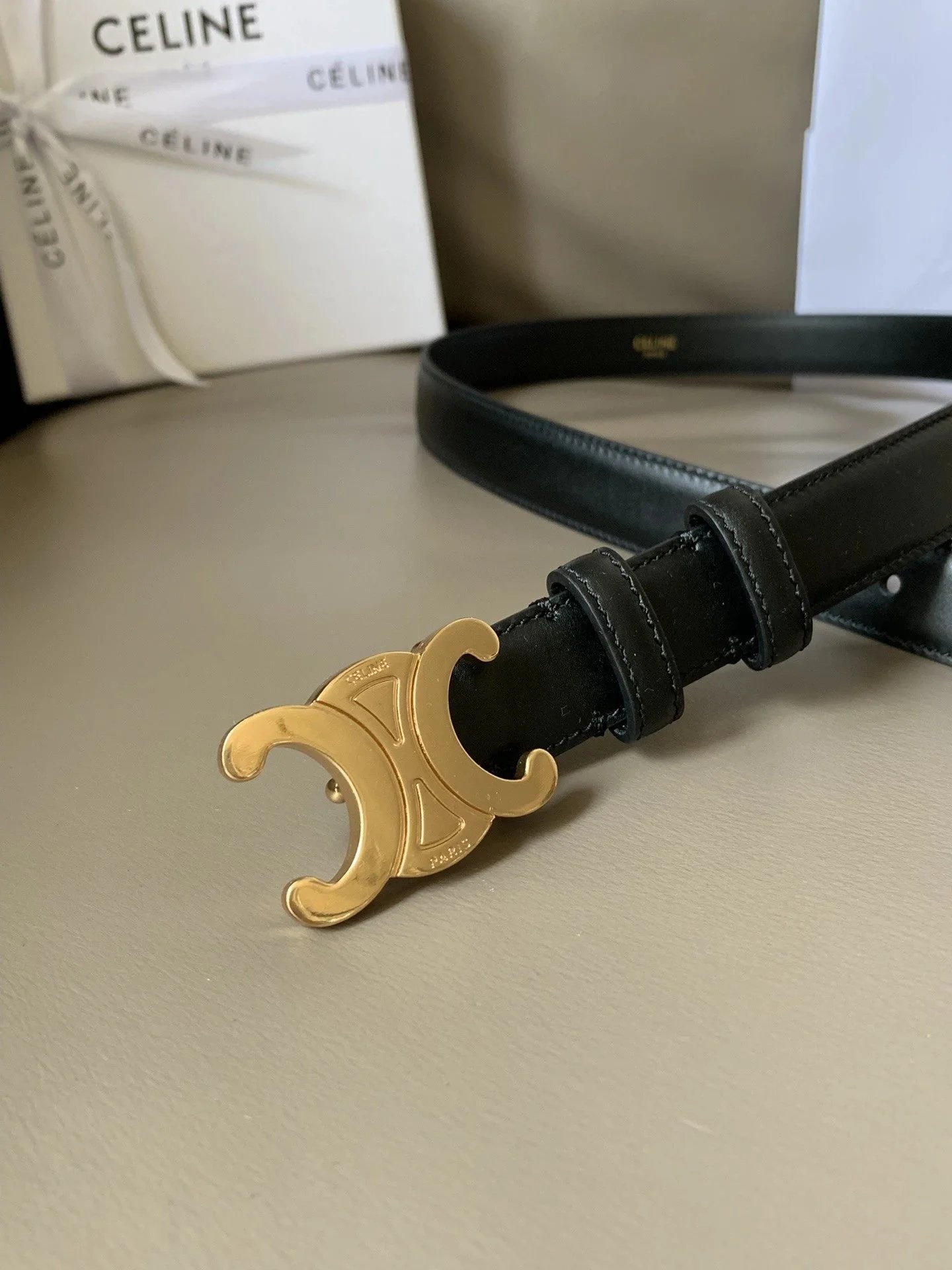 CELINE Belts Triomphe buckle belt image 12