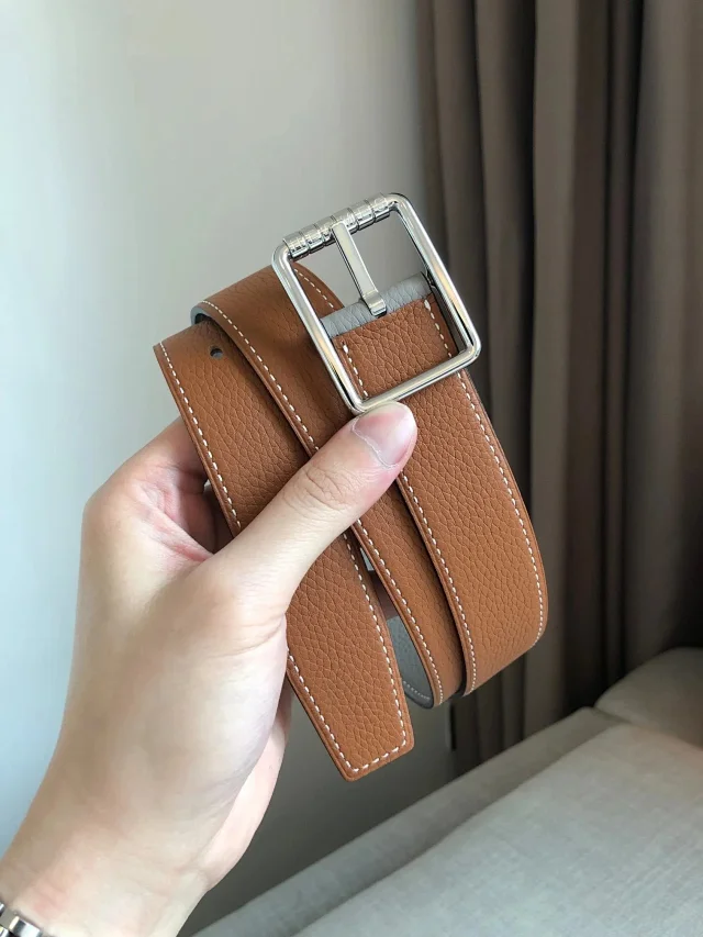 Hermès Belts 32 mm reversible grained leather pin-buckle belt product detail image 2