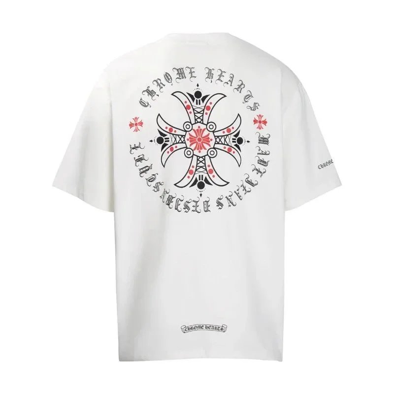 Chrome Hearts T-Shirts Short-Sleeve T-Shirt with Cross Graphic Print — 6009 white