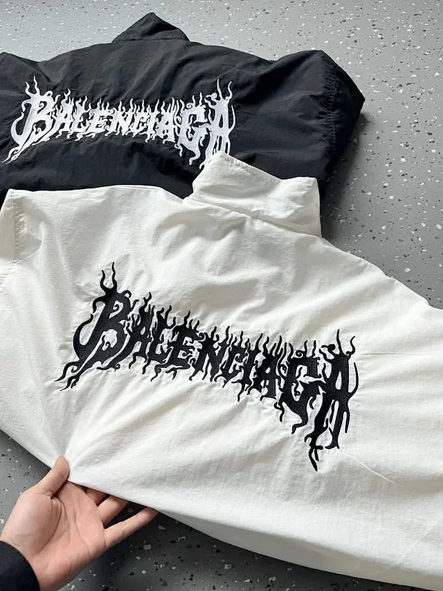 Balenciaga Jackets Stand-collar zip-up jacket with back logo print product detail image 9