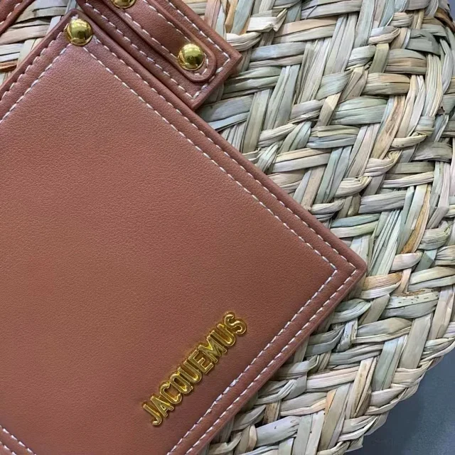 Jacquemus Handbags Woven Straw Basket Handbag with Leather Trim product detail image 6