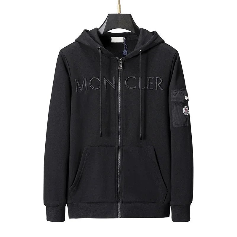 Moncler Tracksuits Embroidered-logo zip-up hooded sweatshirt and jogger set image 5