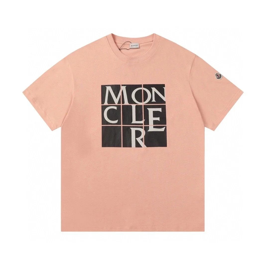 Moncler T-Shirts Logo-Print Crewneck T-Shirt — 815 pink