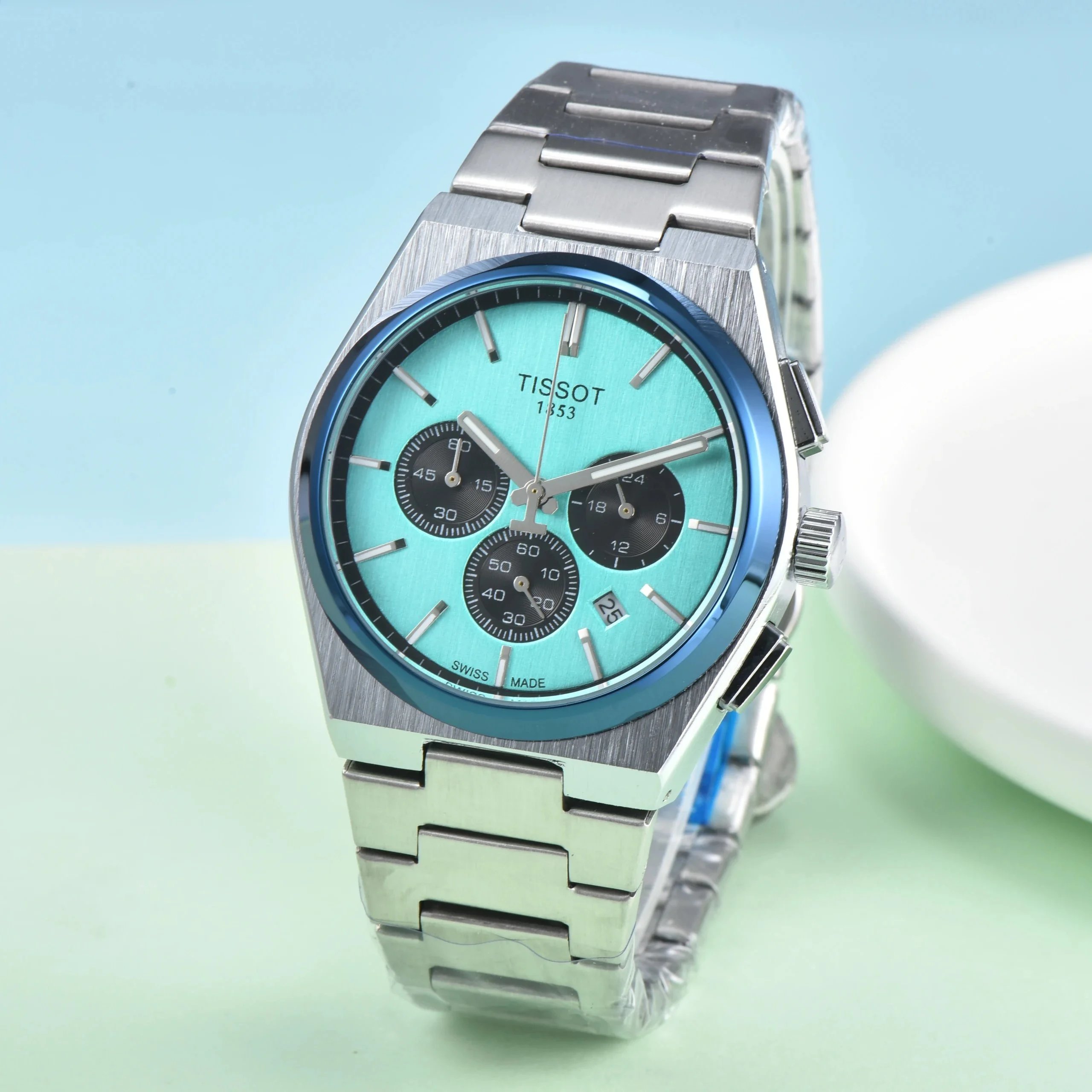 Tissot Watches Stainless Steel Chronograph Watch with Integrated Bracelet image 2