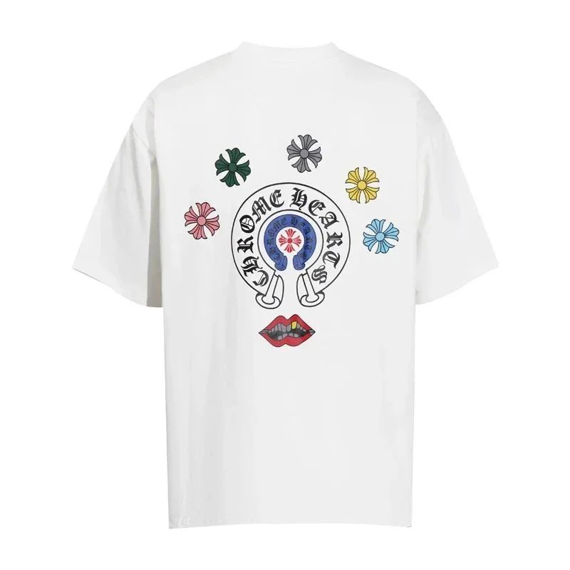 Chrome Hearts T-Shirts Short-Sleeve T-Shirt with Cross Graphic Print — 6010 white