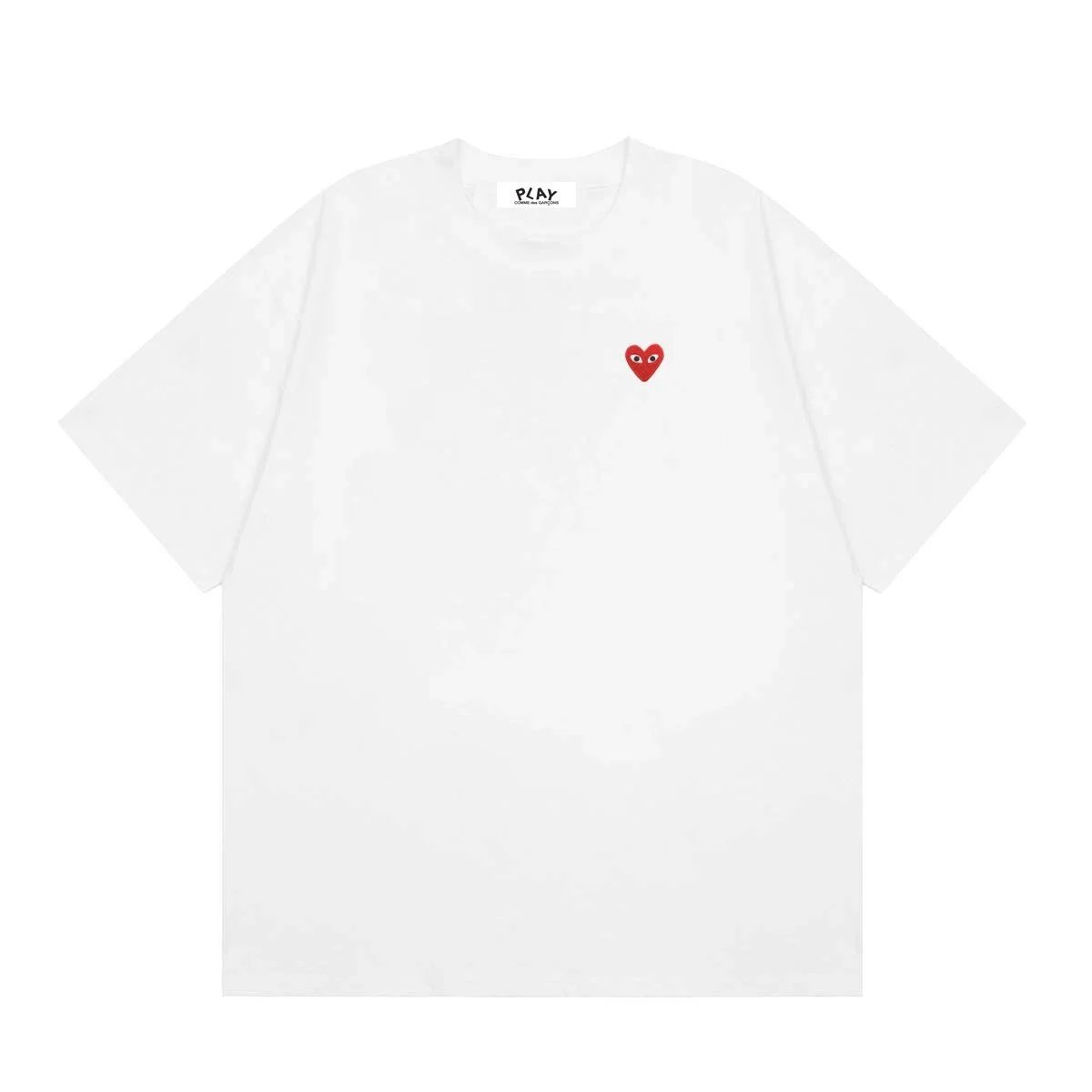 Comme des Garçons PLAY T-Shirts Short-Sleeve T-Shirt with Heart-Eyes Graphic Print — 03 white