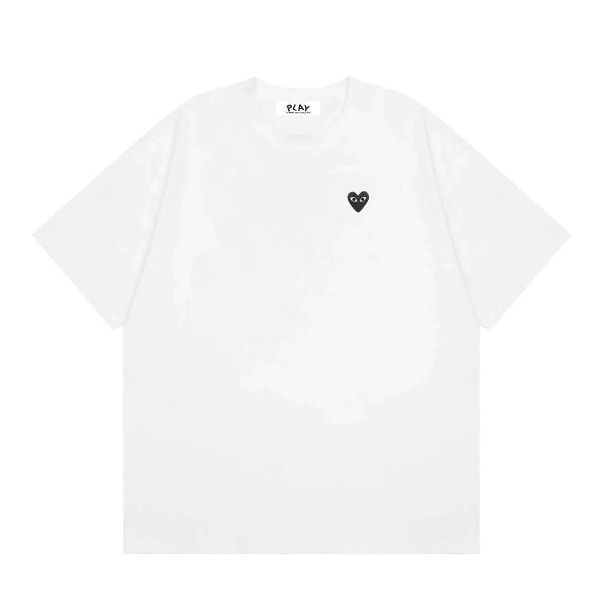 Comme des Garçons PLAY T-Shirts Short-Sleeve T-Shirt with Heart-Eyes Graphic Print — 04 White