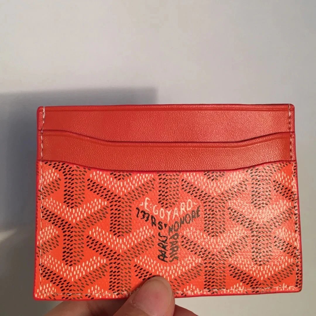 Goyard Wallets & Card Holders Chevron Canvas Holder — Orange