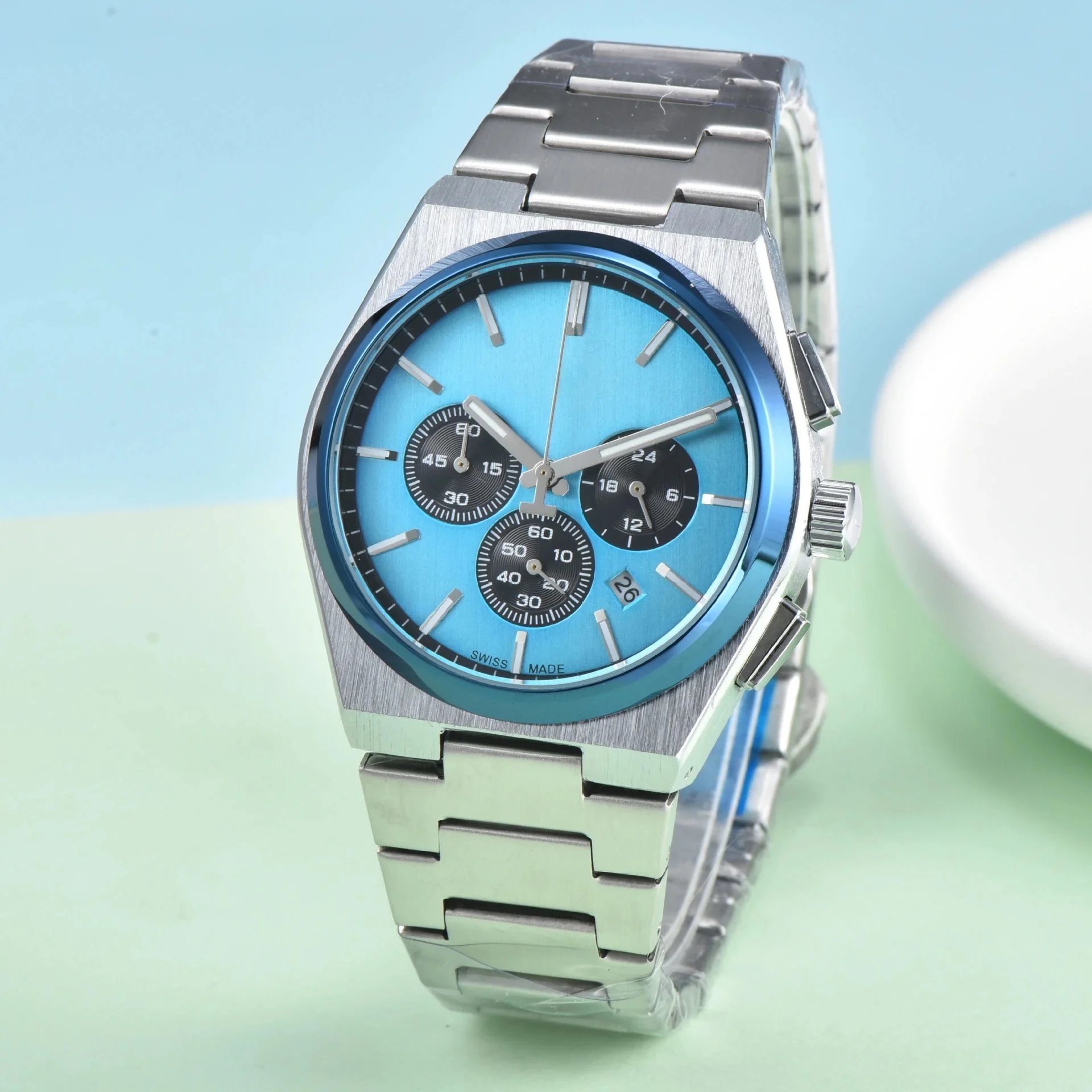 Tissot Watches Stainless Steel Chronograph Watch with Integrated Bracelet — 5