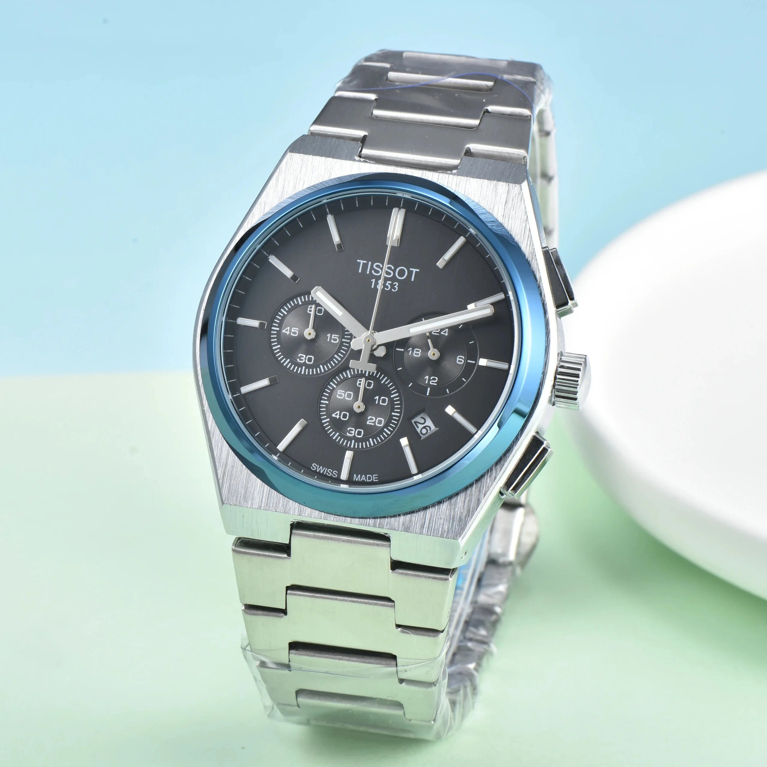 Tissot Watches Stainless Steel Chronograph Watch with Integrated Bracelet image 4
