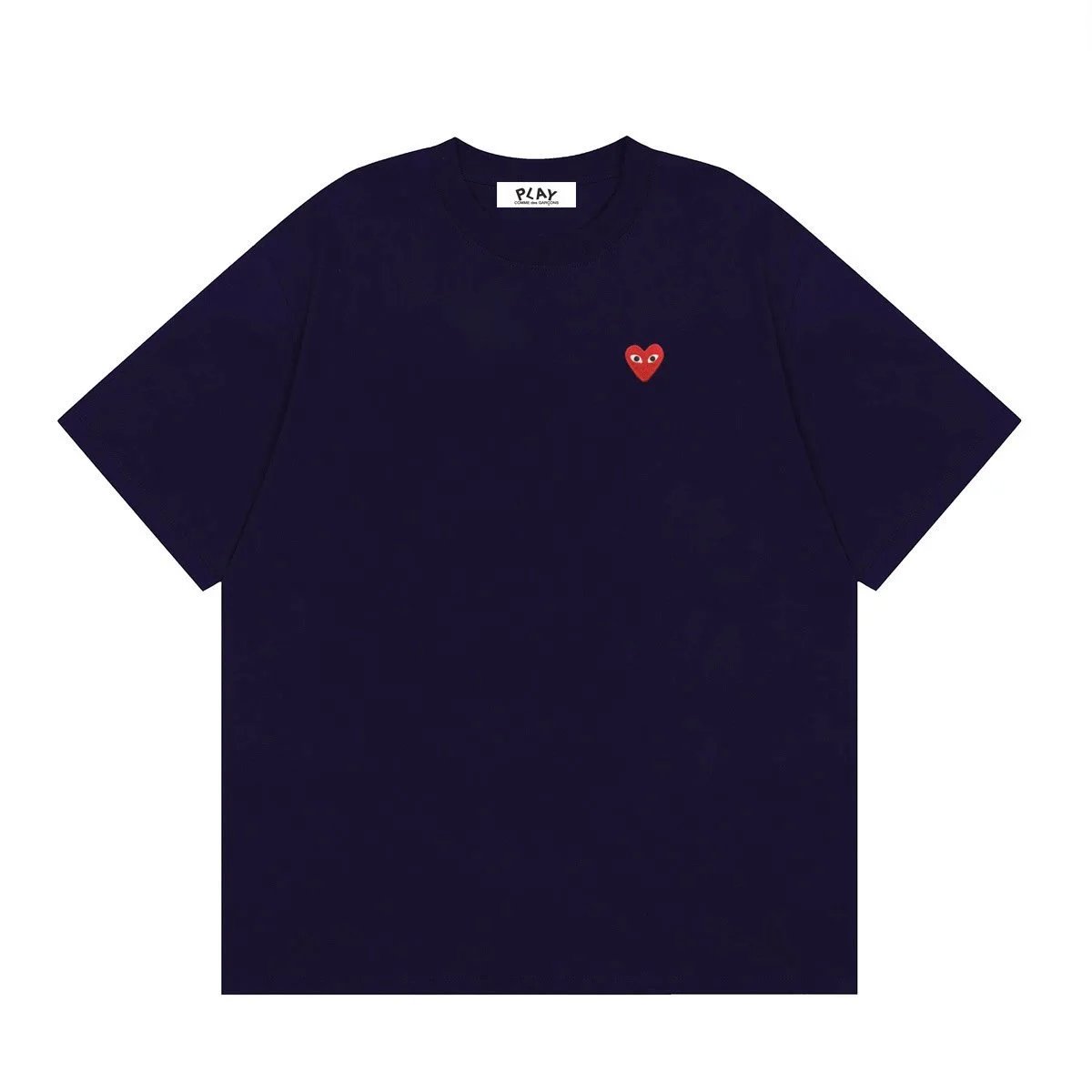 Comme des Garçons PLAY T-Shirts Short-Sleeve T-Shirt with Heart-Eyes Graphic Print — 03 Navy Blue