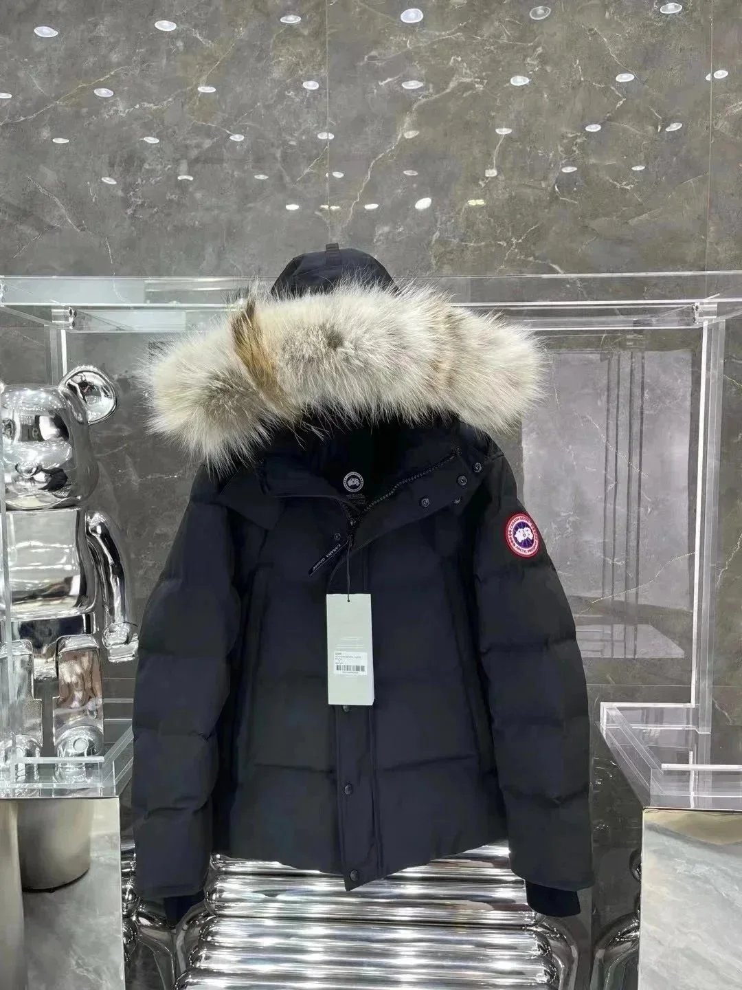 Goose-Feather Trim Parka with Large Pockets, Unisex, Thickened Insulated Mid-Length Hooded Winter Coat for Outdoor
