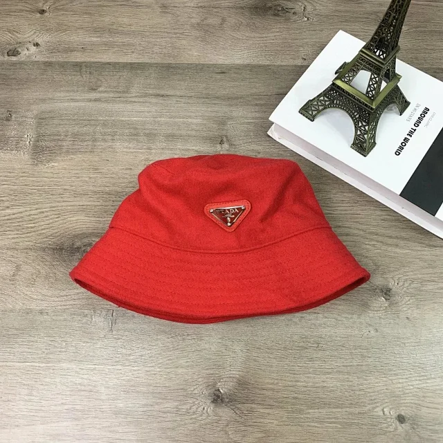 Prada Hats Triangle Plaque Bucket Hat product detail image 3